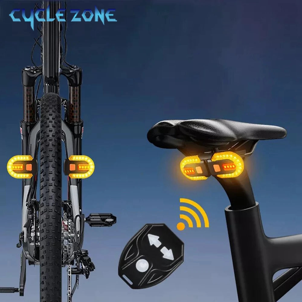 Bike Turn Signal Rear Light USB Rechargeable Wireless Back LED Scooter Tail Light Wireless Warning Taillight Cycling Accessories 