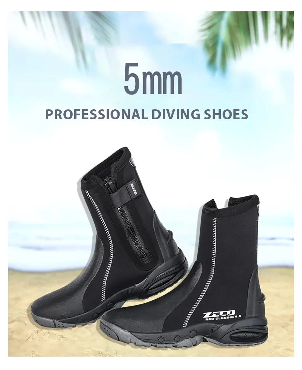 5mm Neoprene Dive Boots Wetsuit Side Zipper Men Women Snorkeling Scuba Diving Shoes Boots Water Sports Accessories 