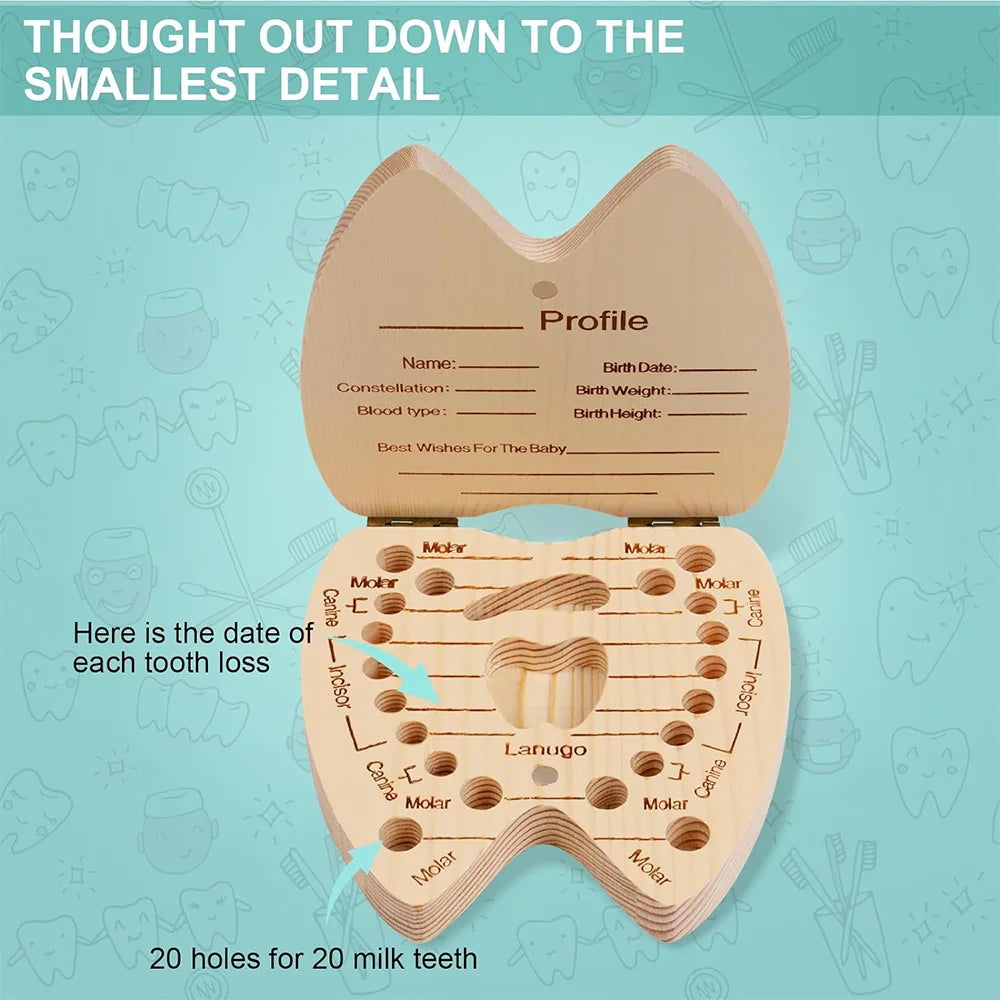 Wooden Baby-Tooth Keepsake Box, Letter Options