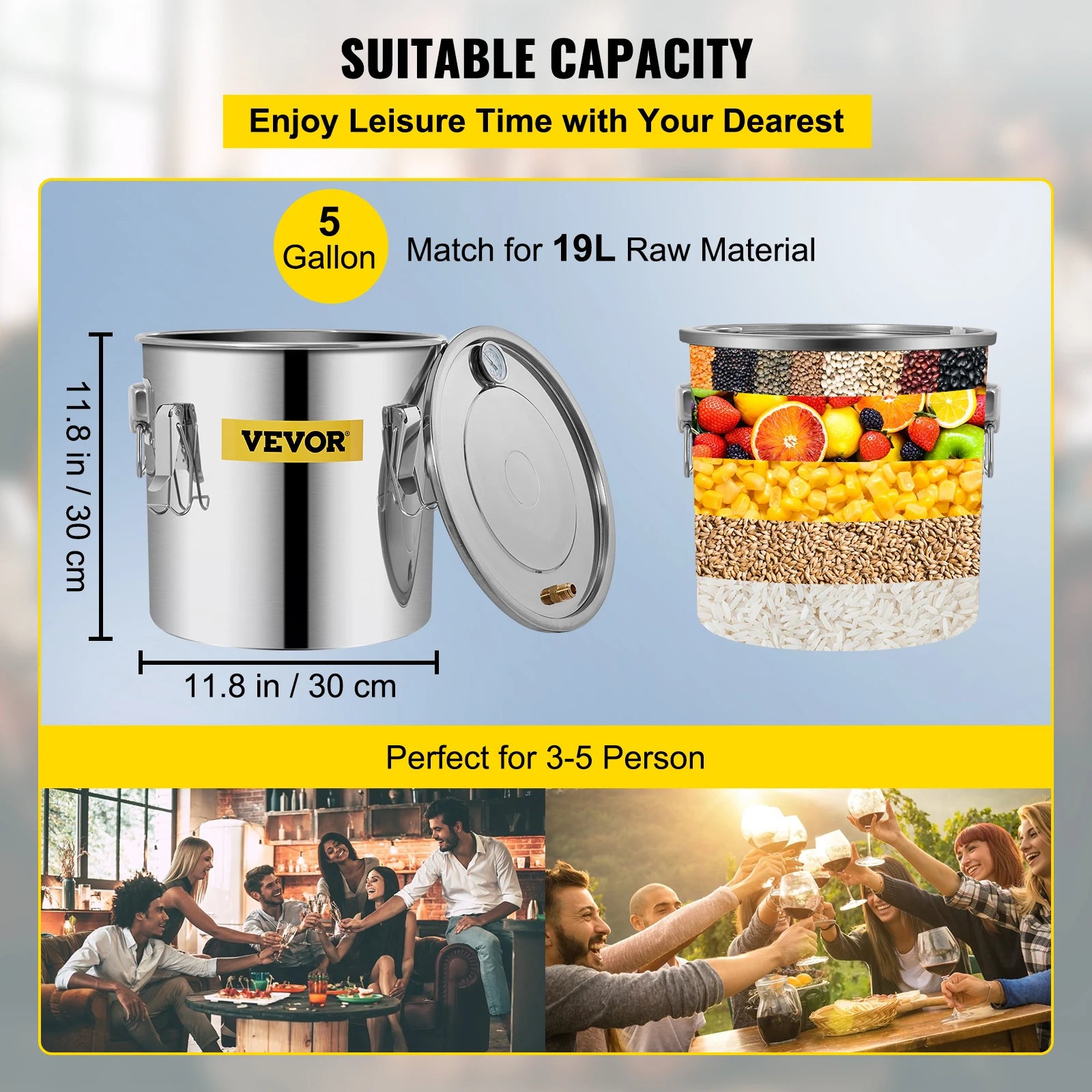 Kit d'alambic en acier inoxydable 20L–30L avec refroidissement par serpentin en cuivre