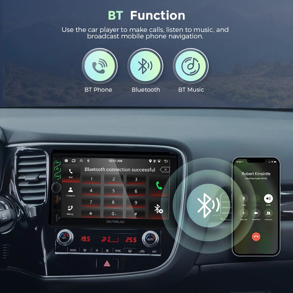 7 Inch Car Radio 2 Din Android 13 CarPlay Multimedia Player