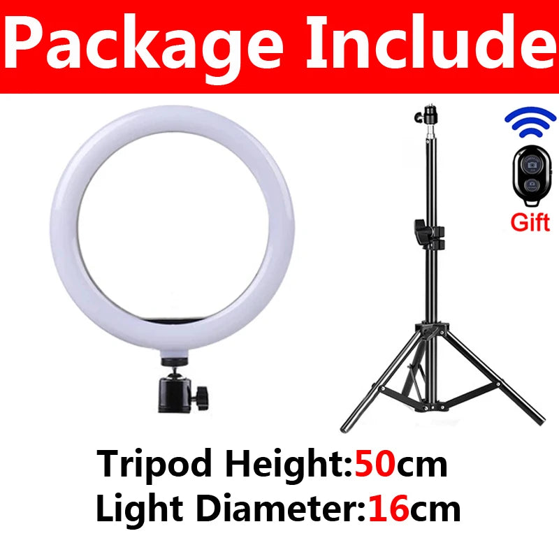 16/26/33cm LED Selfie Ring Lighting Light Dimmable Photographic With Bluetooth Remote Control LED Fill Lamp For Phone Video Live