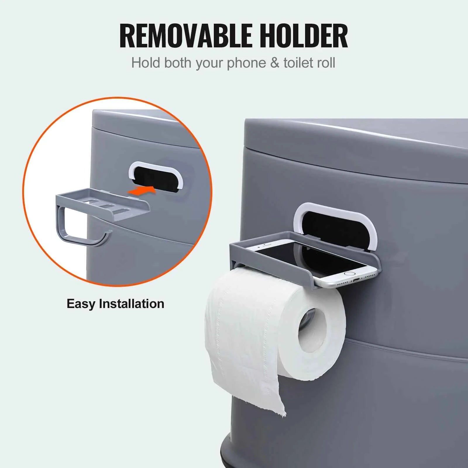 Portable Toilet for Camping with 1.3 Gal Detachable Inner Bucket and Removable Paper Holder