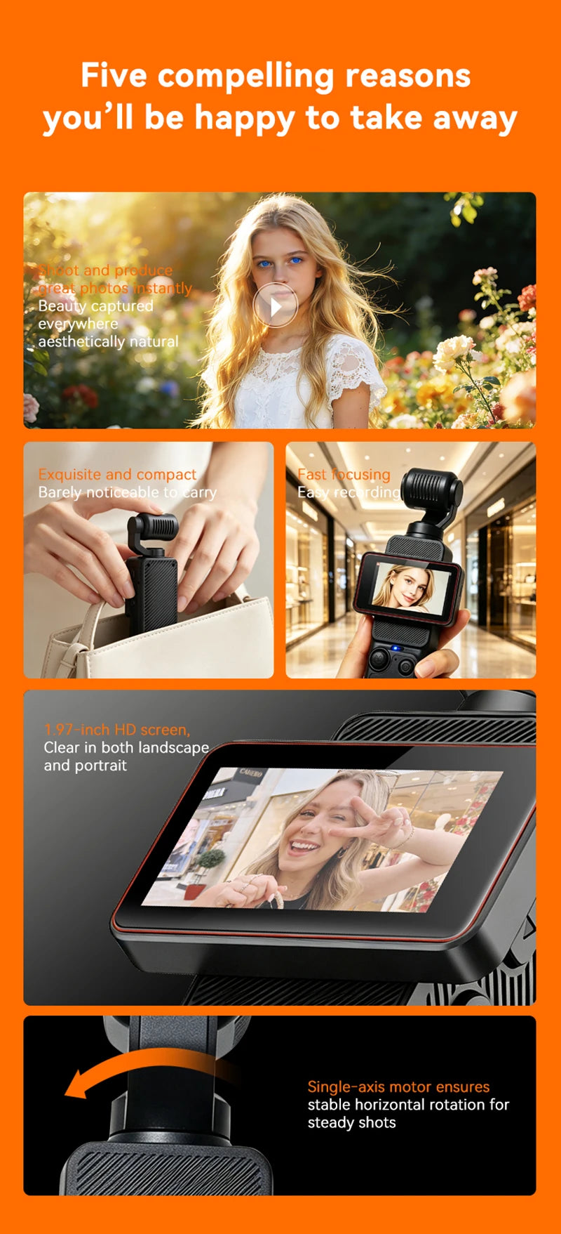 Pocket Action Camera with Rotating Lens