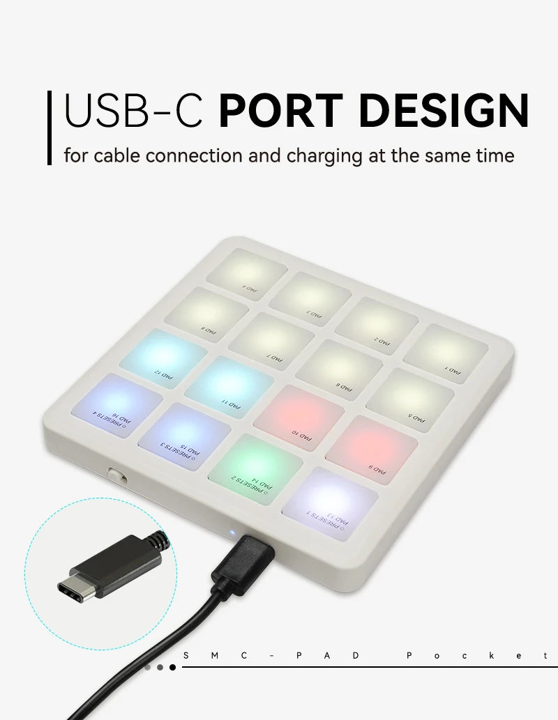 SK-16 draagbare MIDI-padcontroller