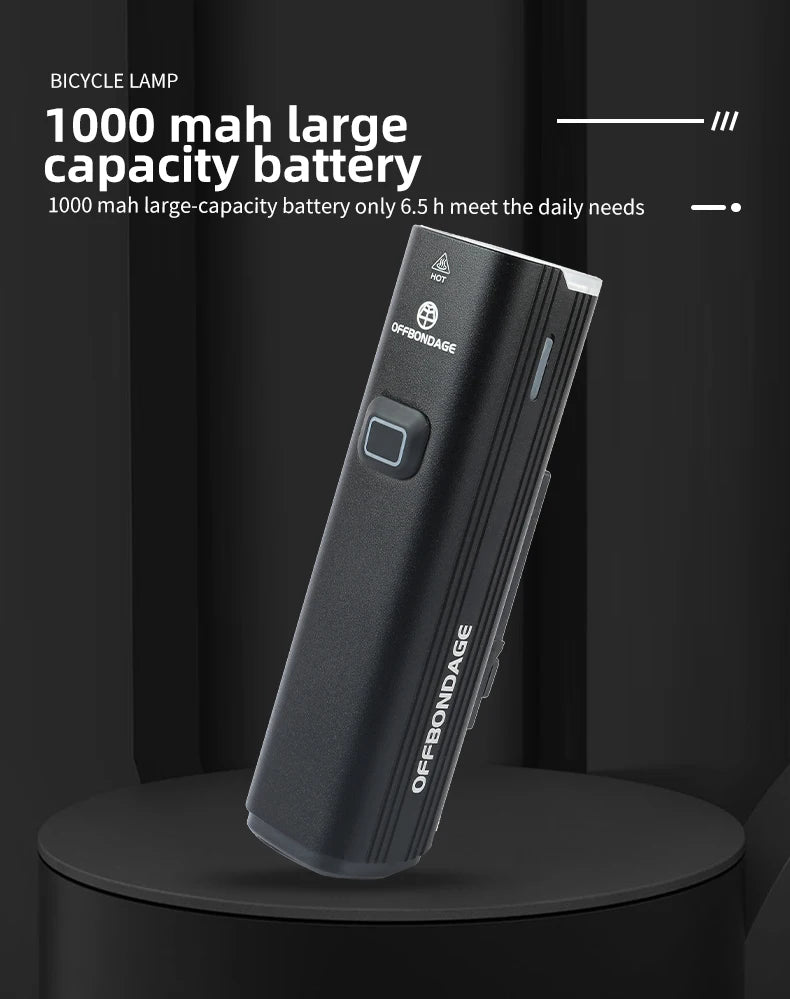 OFFBONDAGE Bicycle Light 1000Lumen Bike Headlight Power Bank Flashlight Handlebar USB Charging MTB Road Highlight 