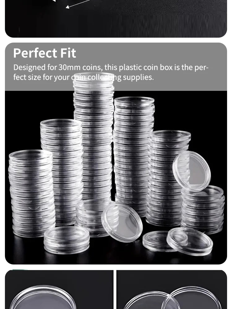 Coin Capsules Round Plastic Coin Collection Box Coin Storage Box Coin Protection Box Christmas, Halloween, Thanksgiving Gift