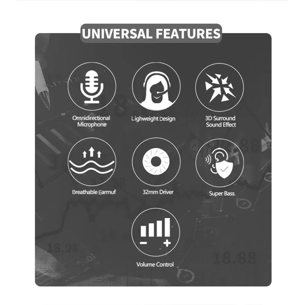 3.5mm/USB Computer Headset with Noise Cancelling Microphone Chatting Network Teaching Video Conferencing Stereo Wired Headset