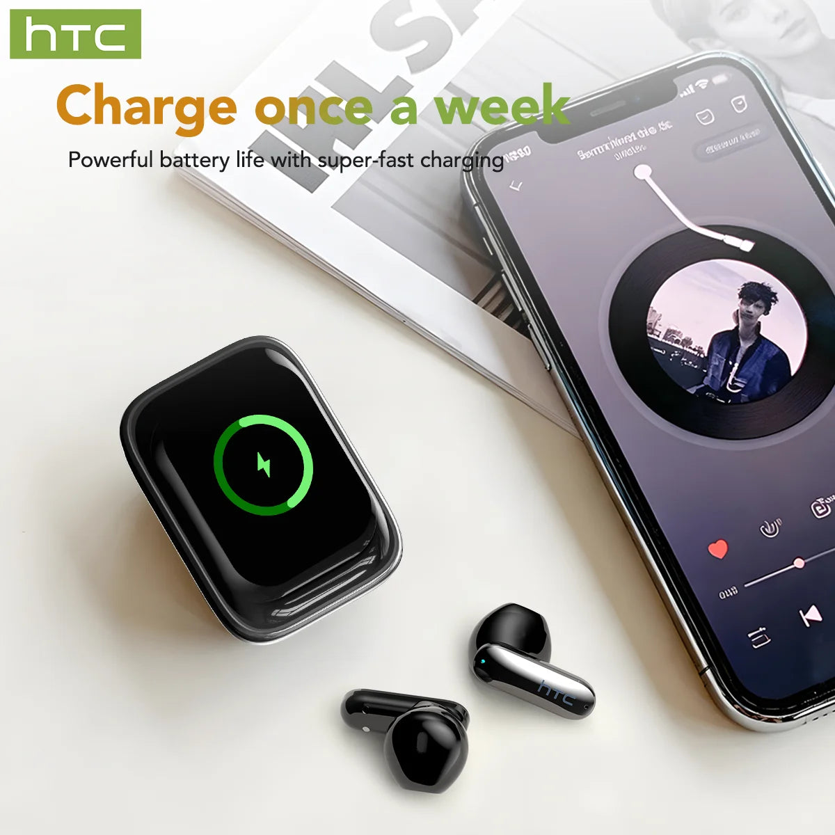 Sliding Cover Bluetooth Wireless Earbuds with ANC and AI Translation