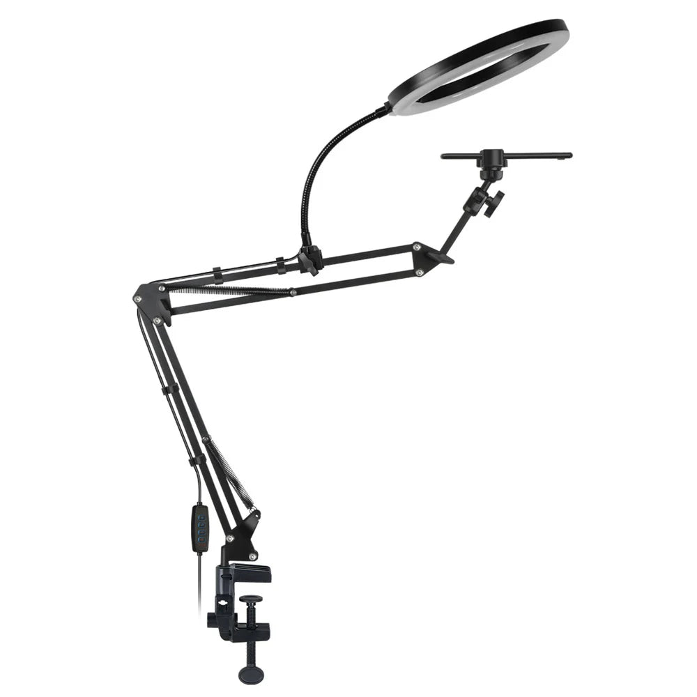 LED Phone live streaming Fill Light with Flexible Robotic Arm Phone Holder Fixed Shooting Recording Live Streaming Selfie Stick 
