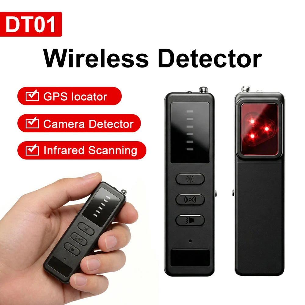 DT01 Hidden Camera Detector Anti Spy Bug RF Signal Scanner GPS Tracker Finder Listening Device Eavesdropping Sweeper for Hotel T