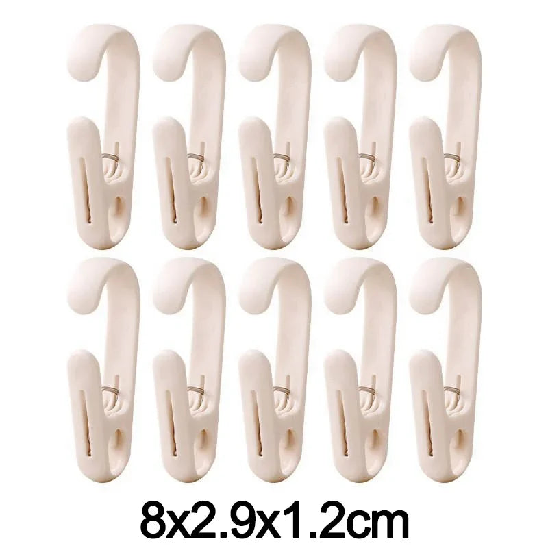 Ten Plastic Hanging Clips with Hooks