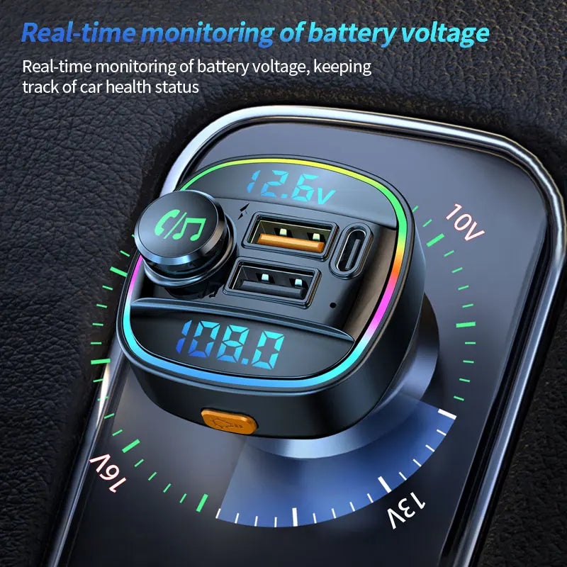 Bluetooth 5.0 FM vysielač Handsfree car radio modul MP3 prehrávač s 22.5W USB Superrýchlym nabíjaním adaptér do auta