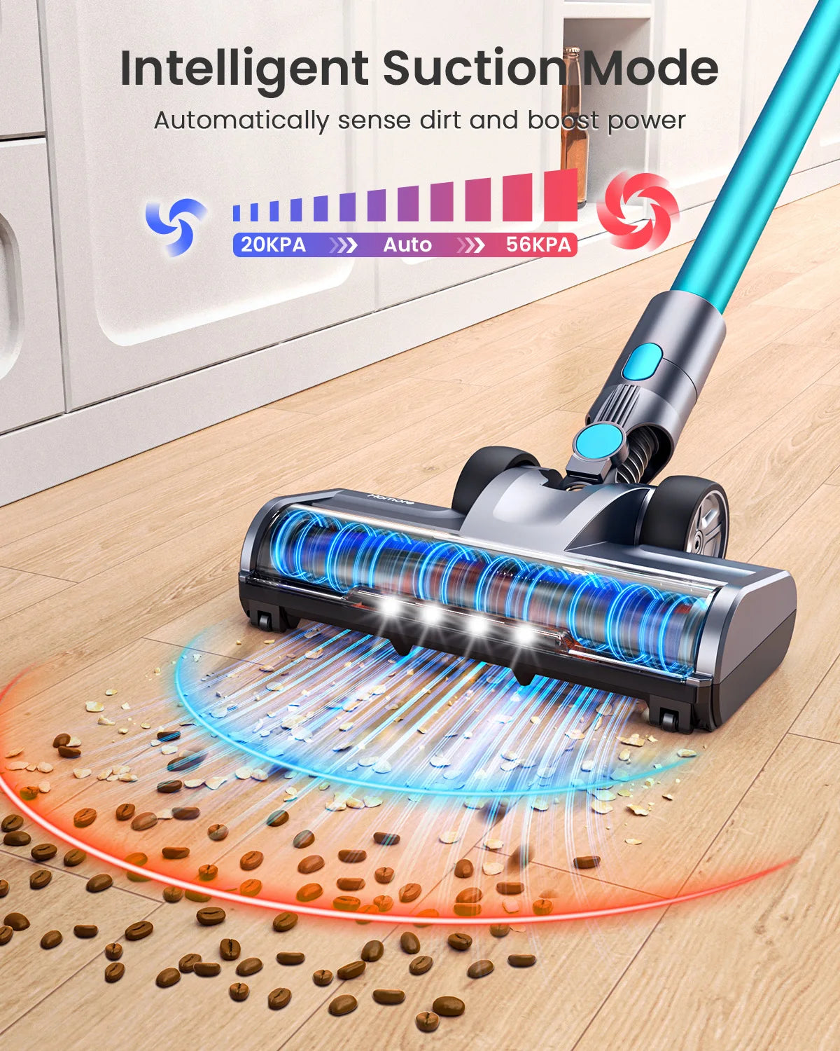 Homore 600W Cordless Vacuum Cleaner with Smart Suction and LED Display