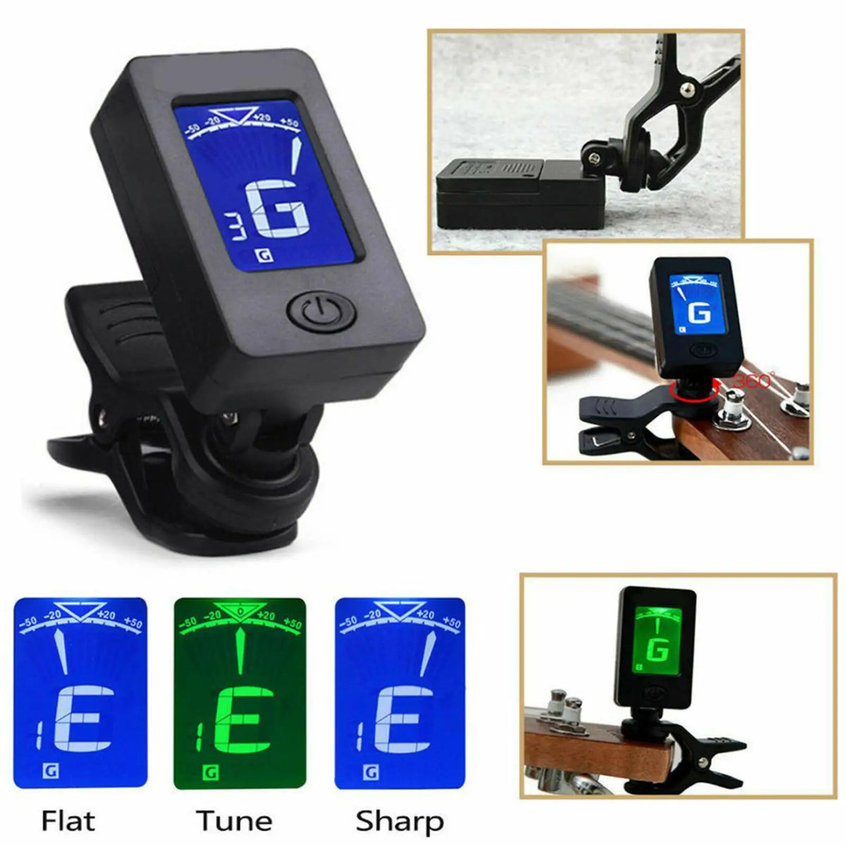 Clip-On Digital Instrument Tuner with LCD