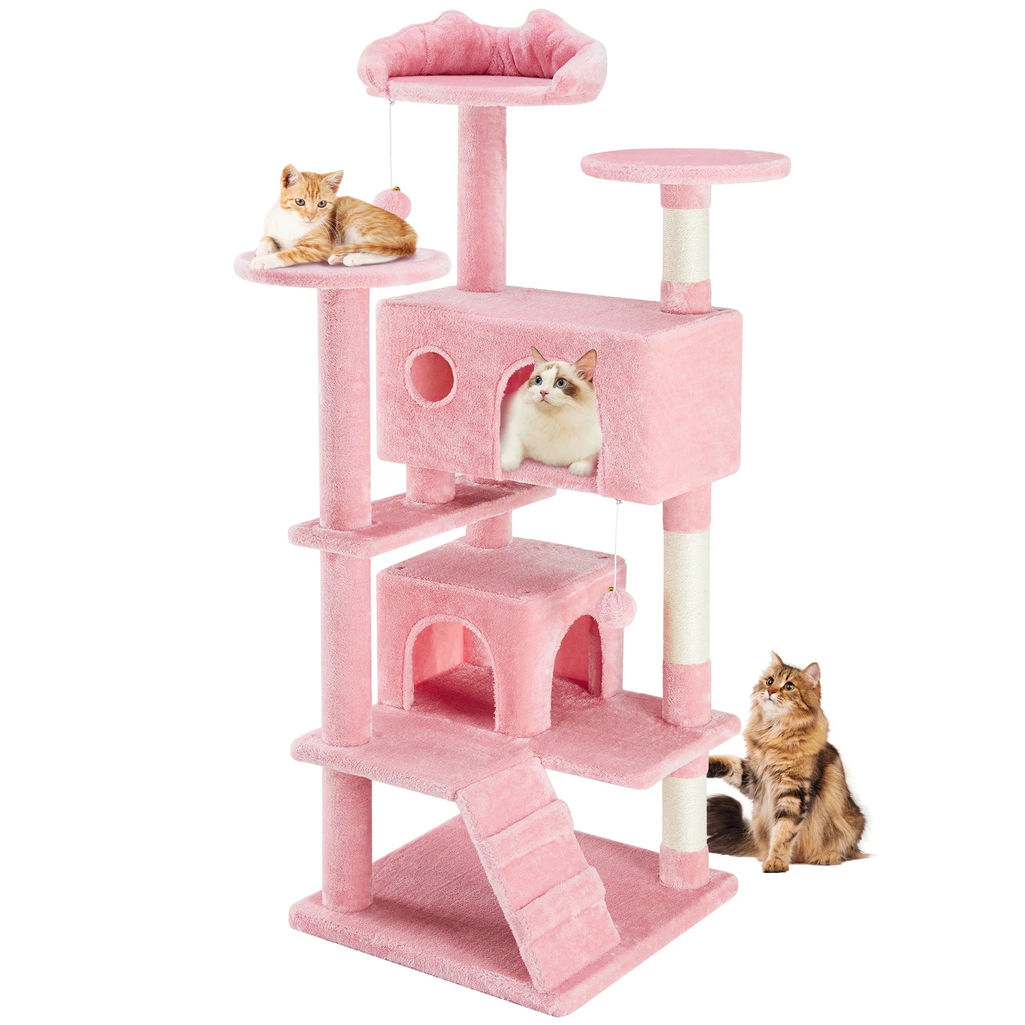 54in Multi-Level Cat Tree Tower with Condo & Sisal Scratching Posts