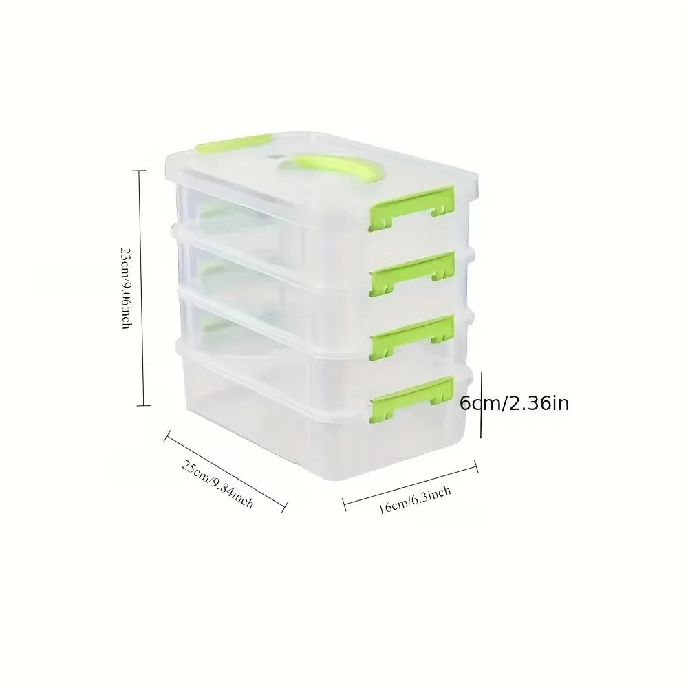 Boîte de rangement transparente à quatre compartiments