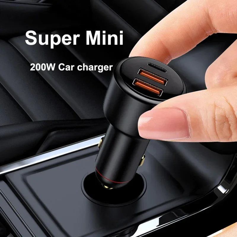Three-Port USB Car Charger, 2 USB-A and 1 USB-C