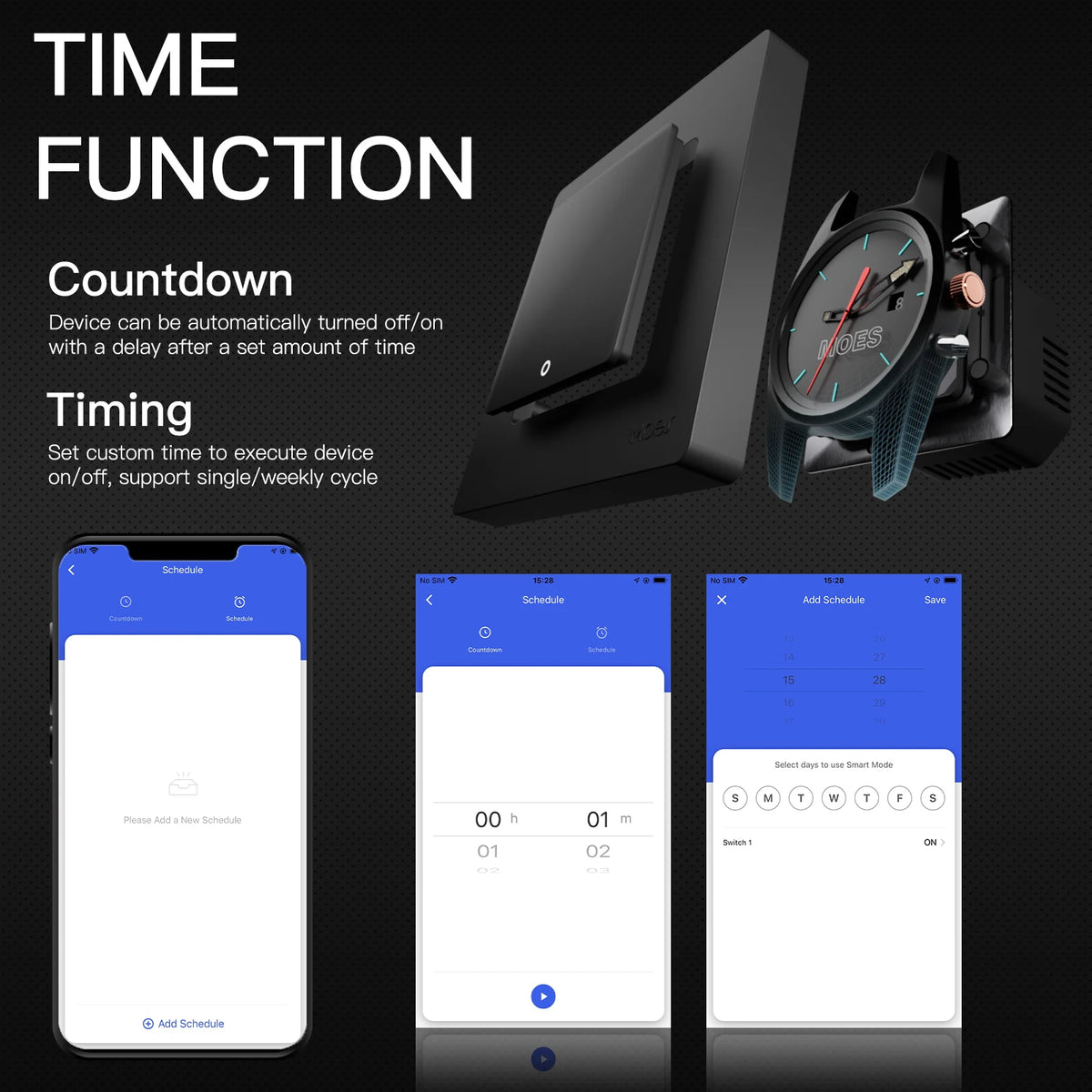 MOES Smart Light Switch Tuya ZigBee Star Ring Series No Neutral Wire No Capacitor Needed Smart Life Works with Alexa Google Home