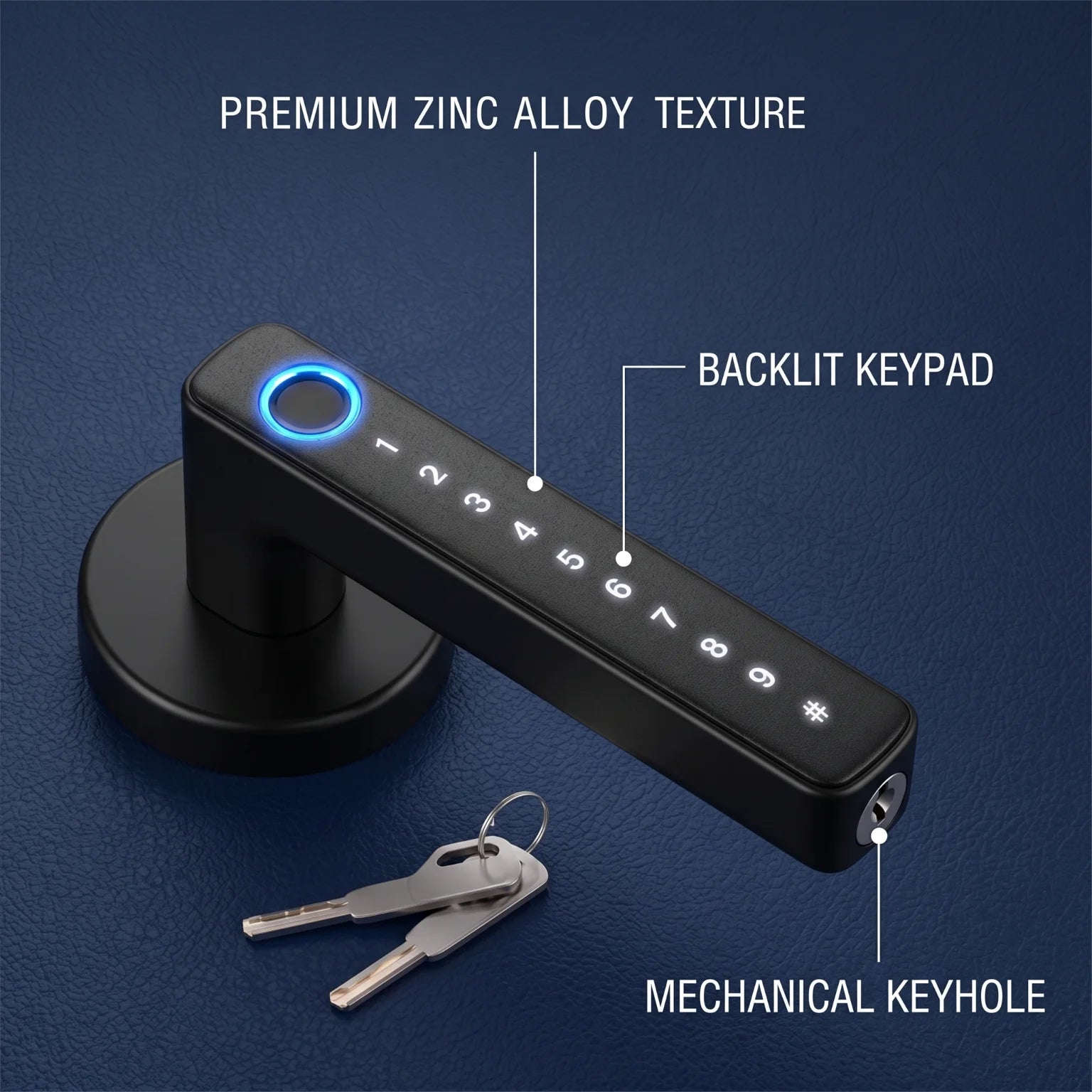Smart Fingerprint Lever Lock with Password, IC Card and Key