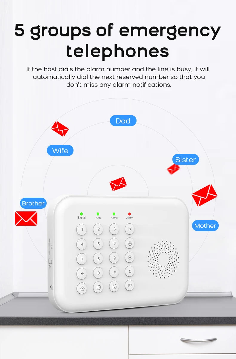 PGST 4G WiFi Smart Wireless Burglar Anti Theft Alarm Security Kit Works with Tuya Works with Smart Life Mobile Phone Remote Arm Disarm Real Time Alarm Push Door Sensor Motion Detector Full Set Smart Home Safety Device Europe
