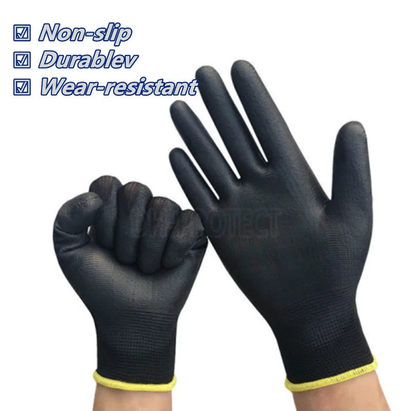 10/20 Pair Logo Free Polyurethane Gloves Safety Work Gloves Repair Gloves Palm Coated Gloves Carpenter Repairman Supplies 