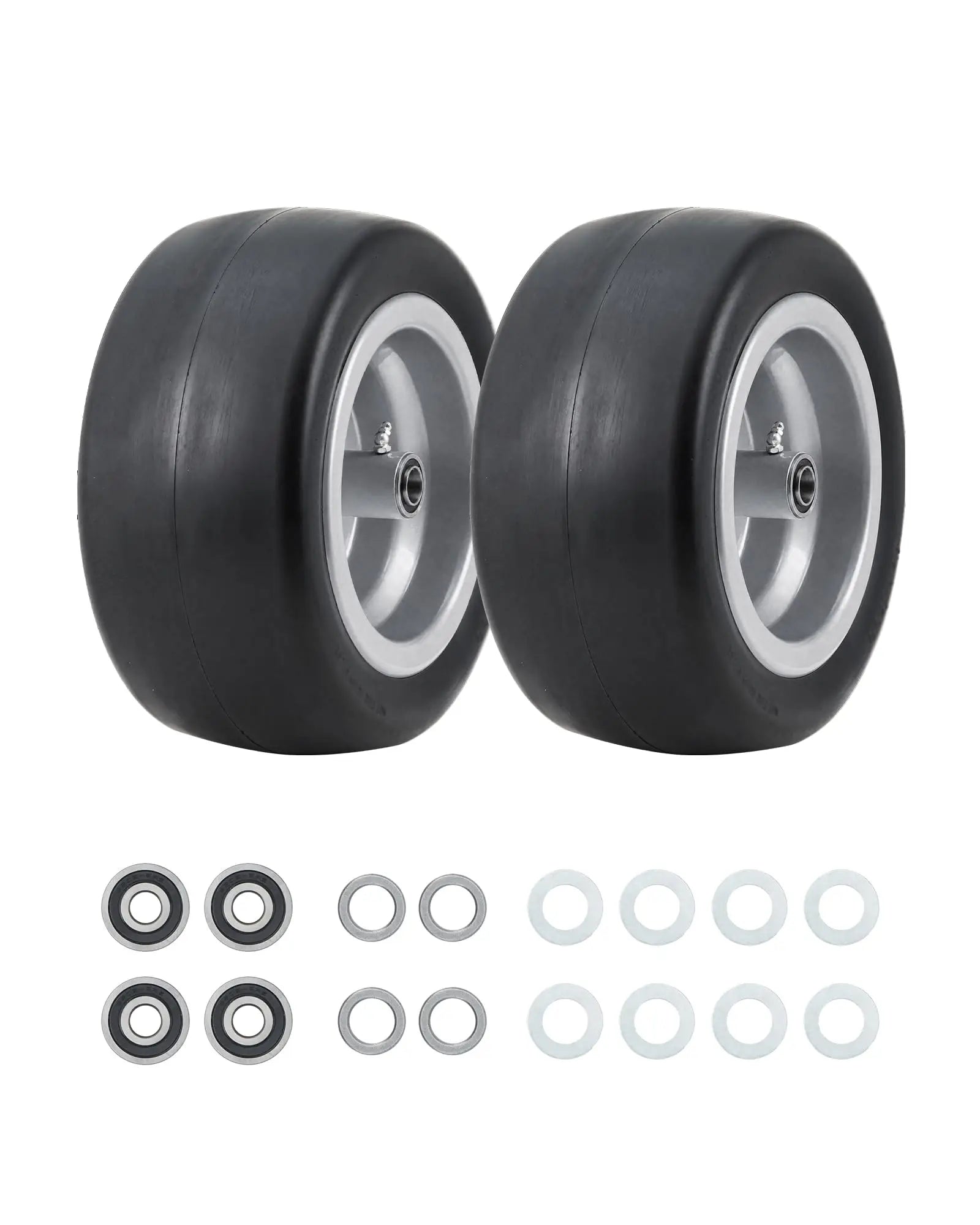 2 Pack Flat Free Zero Turn Mower Front Tires with Bearings