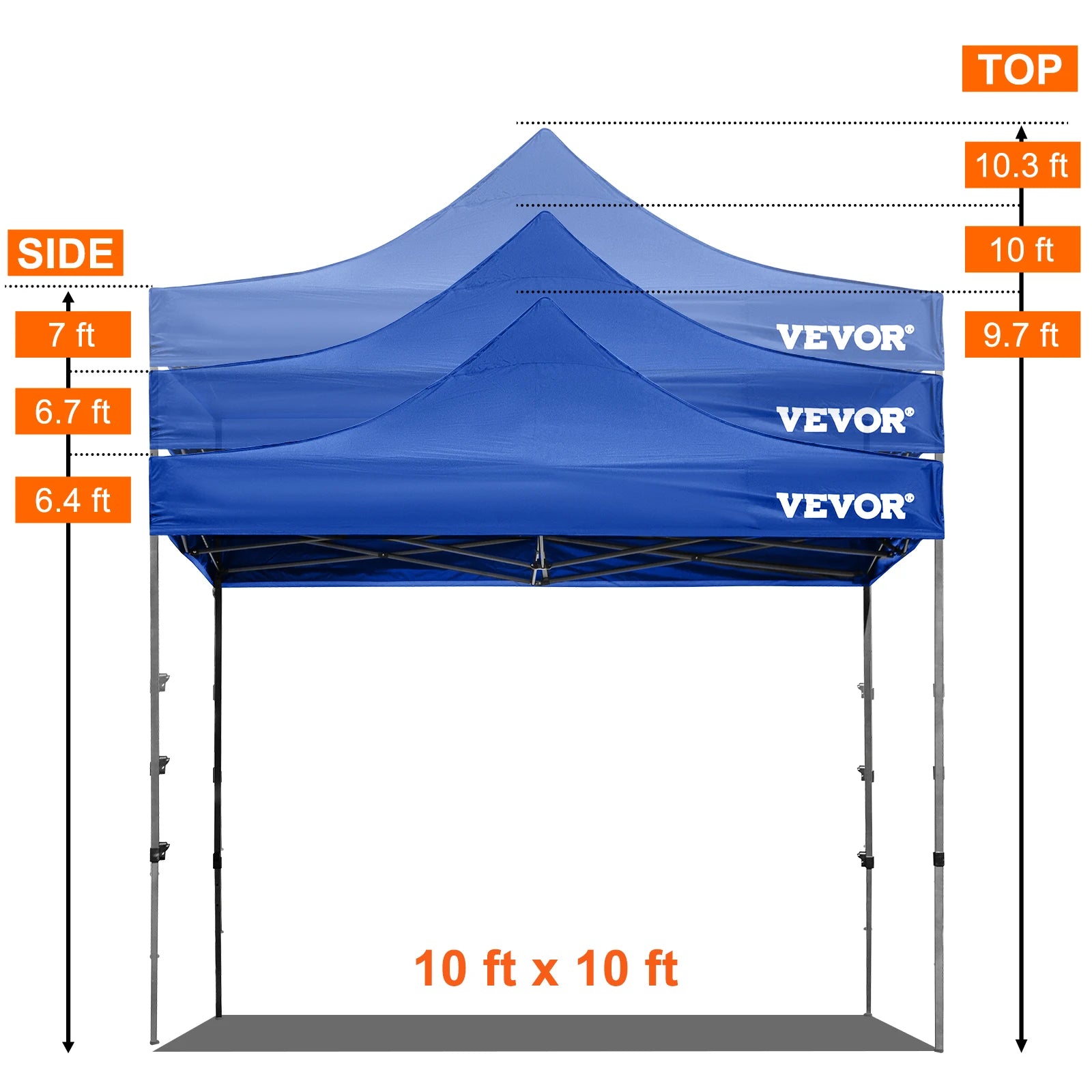 SucceBuy Tenda de Palco Pop Up 10x10 Alpendre ao Ar Livre com Paredes Laterais Removíveis e Bolsa com Rodas Abrigo Portátil Instantâneo para Festa/Acampamento