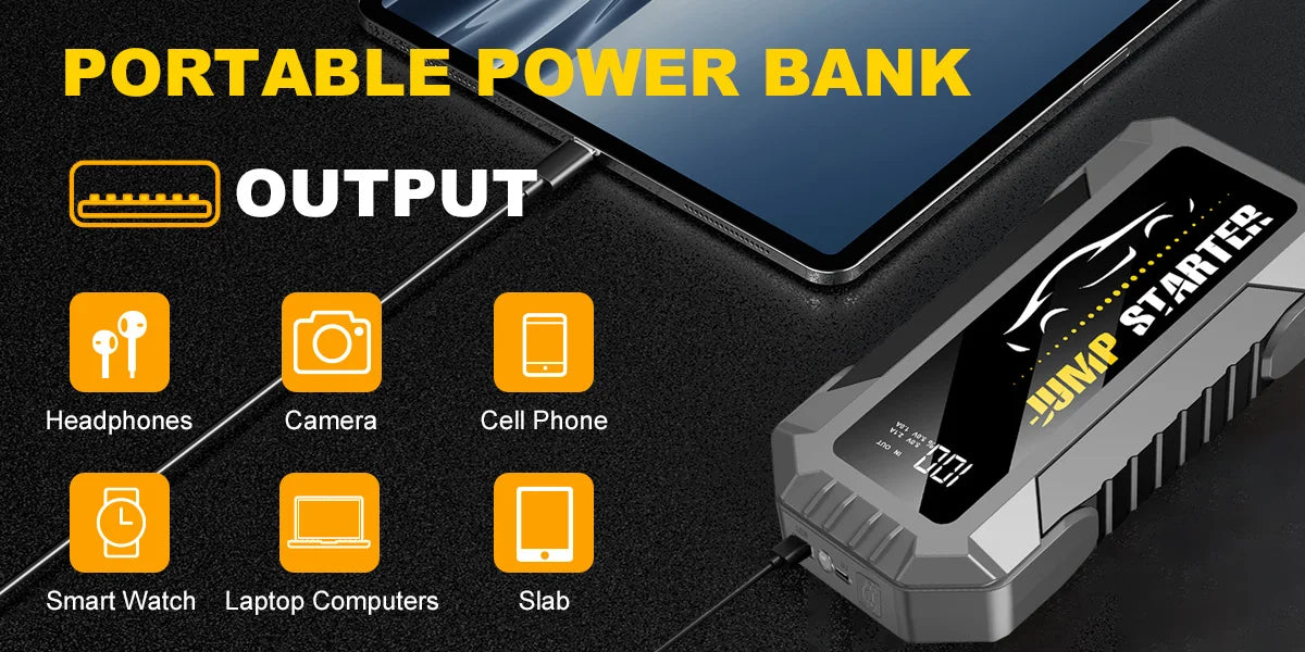 Car Jump Starter 7000A 29800mAh Battery Pack for 12V Cars