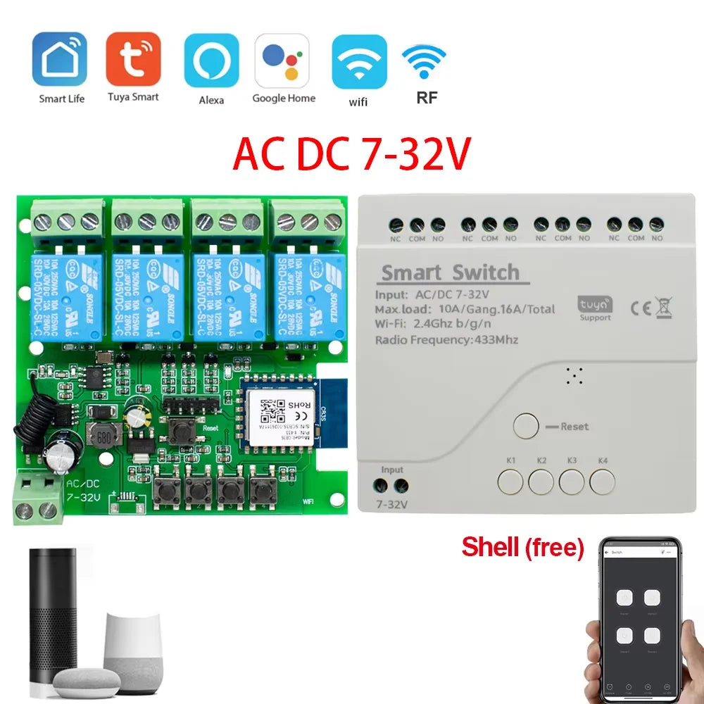 Tuya Four-Channel Smart Relay - Supply Options
