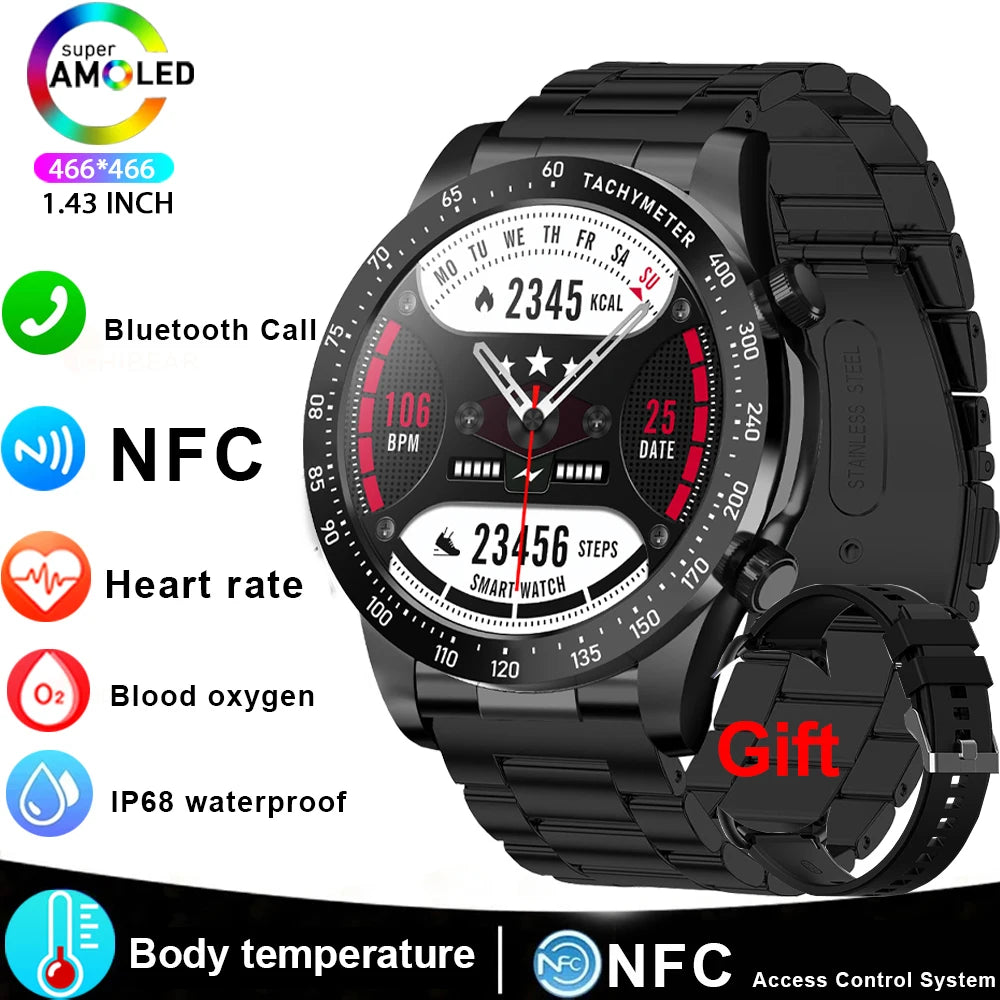 Men’s Smartwatch with AMOLED Display, Bluetooth Call & Fitness Tracking