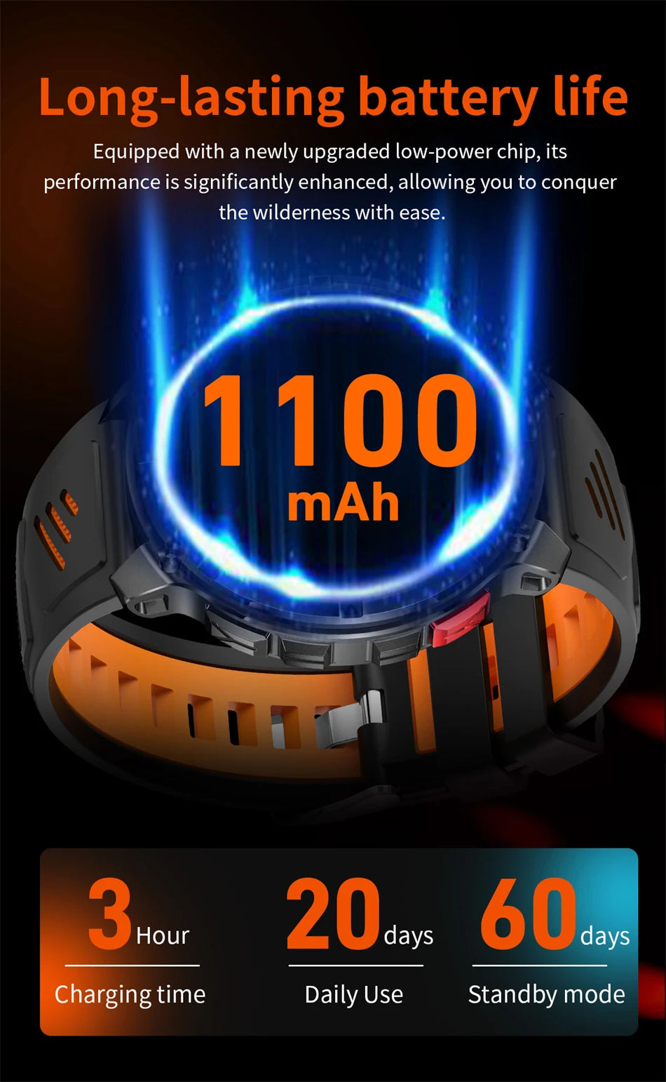 Smartwatch con chiamata Bluetooth all'aperto con bussola e GPS collegato al telefono