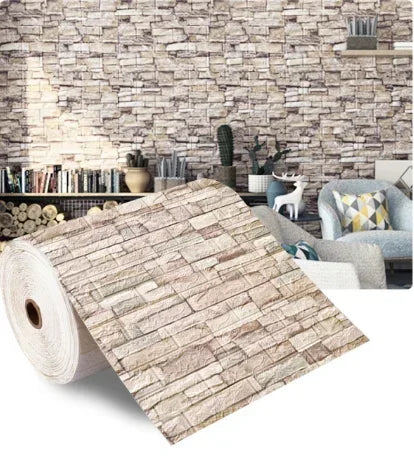 1/5/10m/Roll Retro 3D Wall Sticker Imitation Brick Plane Wall Sticker Furniture Stickers Wallpaper for Wall Living Room Kitchen 