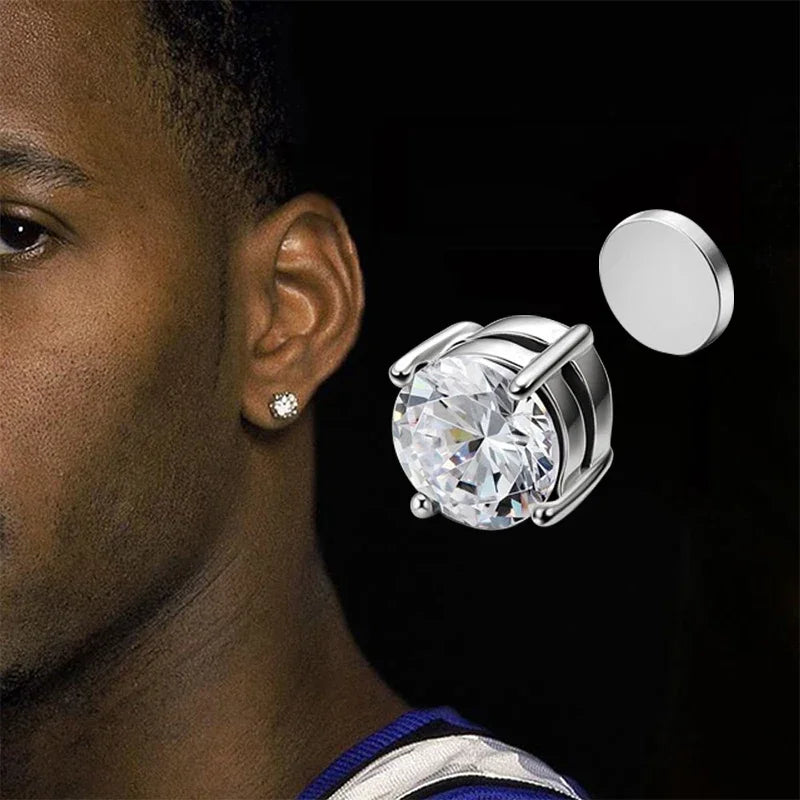 1/3Pairs 6MM Crystal Magnetic No-Pierce Stainless Steel Stud Earrings for Men Punk Zircon Magnet Earrings Non Piercing Jewelry 