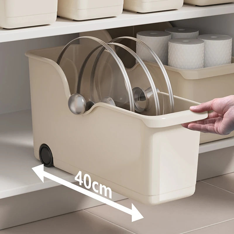 Storage Box with Wheels for Kitchen Seasoning Bottles and Make-Up