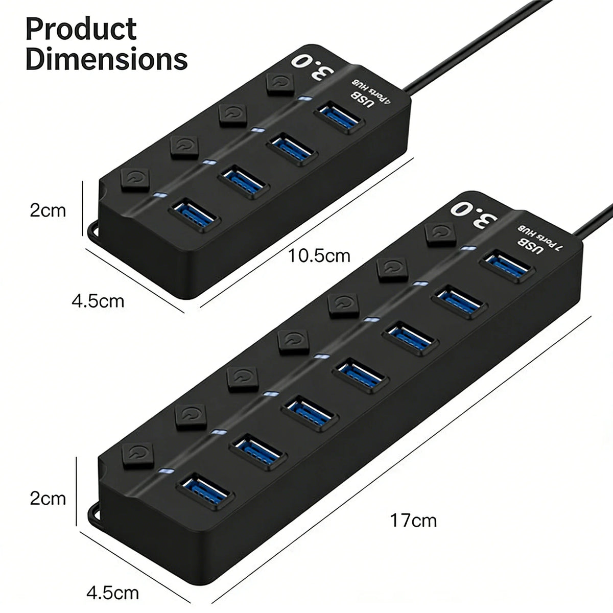 USB-C Hub with Four or Seven Switched USB Ports