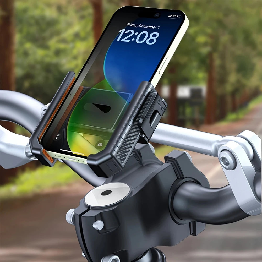 Supporto universale per telefono da moto Homhu, design semichiuso, supporto per telefono da bici e bicicletta con blocco rapido, per iPhone e telefoni da 4.7"-7"