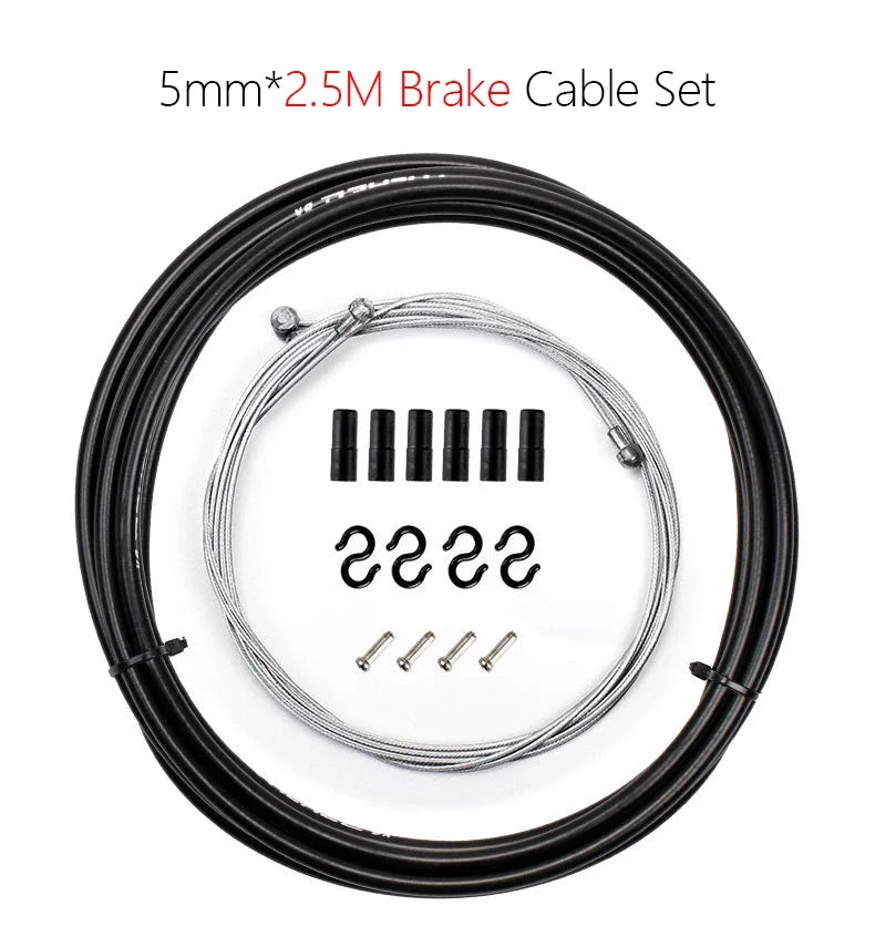 2m/2.5m Bike Brake & Shift Cable Kit 4mm/5mm Mountain Road Bike Derailleur Cable Set with Housing, Comprehensive Repair Solution 
