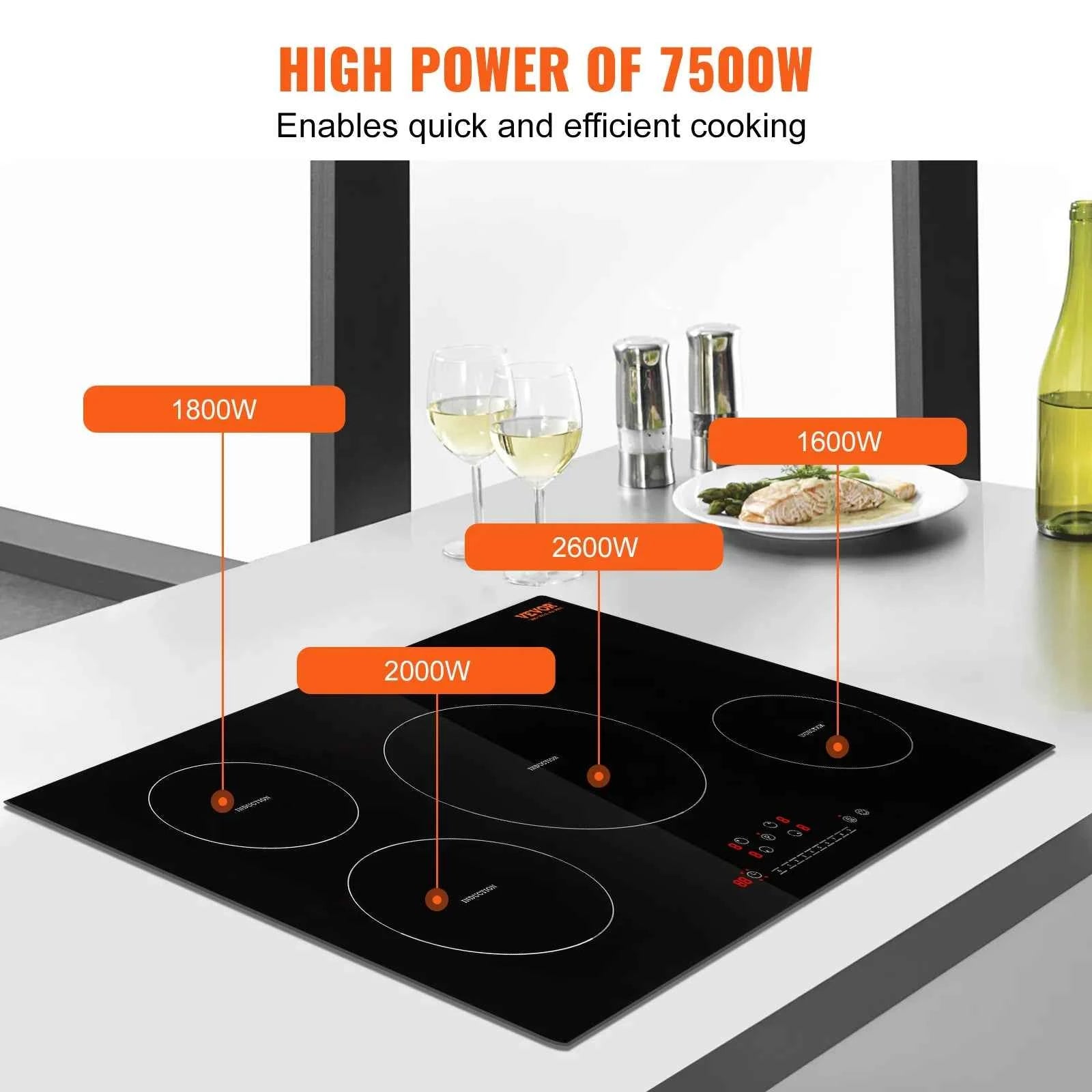 30-Inch Built-In 4-Burner Induction Cooktop with Touch Control