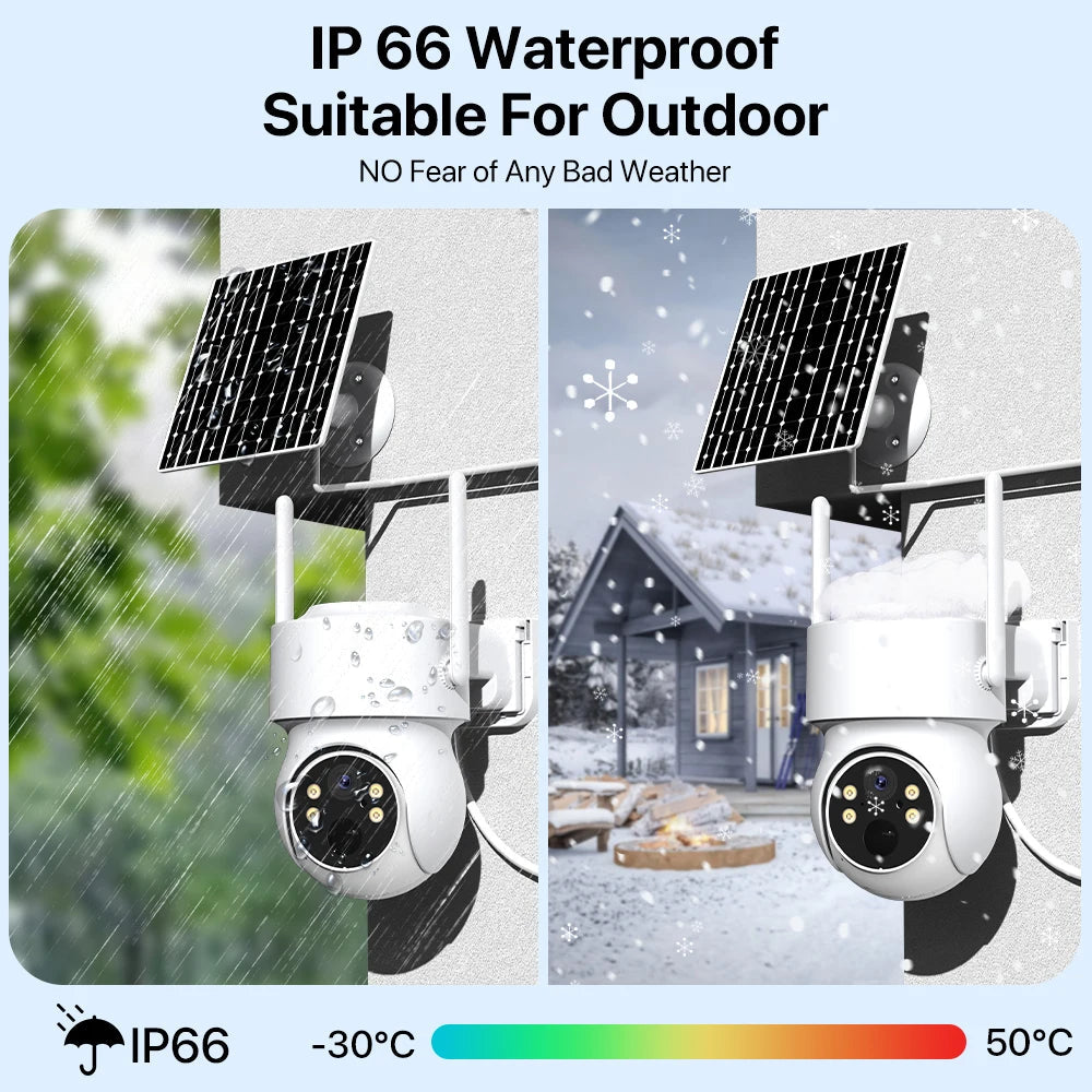 WiFi PTZ Camera Outdoor Wireless 10X Zoom Solar IP Camera 4MP Built-in Battery Video Surveillance Camera Long Time Standby iCsee 