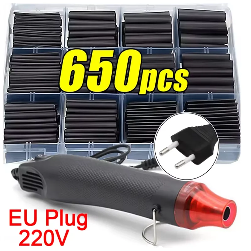 Black Heat Shrink Tube Kit Thermoresistant Tubing Shrink Wire Wrapping Electrical Connection Cable Insulation Sleeves Protecter 
