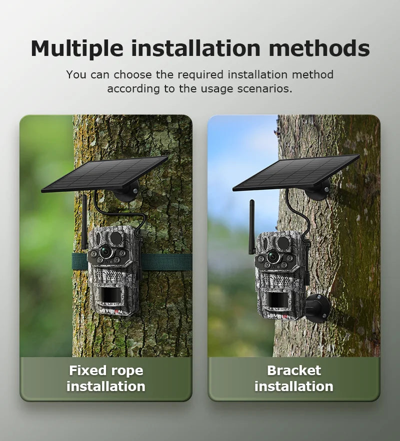 5MP 4G Solar Trail Camera with GPS, 3 PIR Sensors, 125° Detection, 0.2s Trigger, 940nm IR, IP66 Waterproof