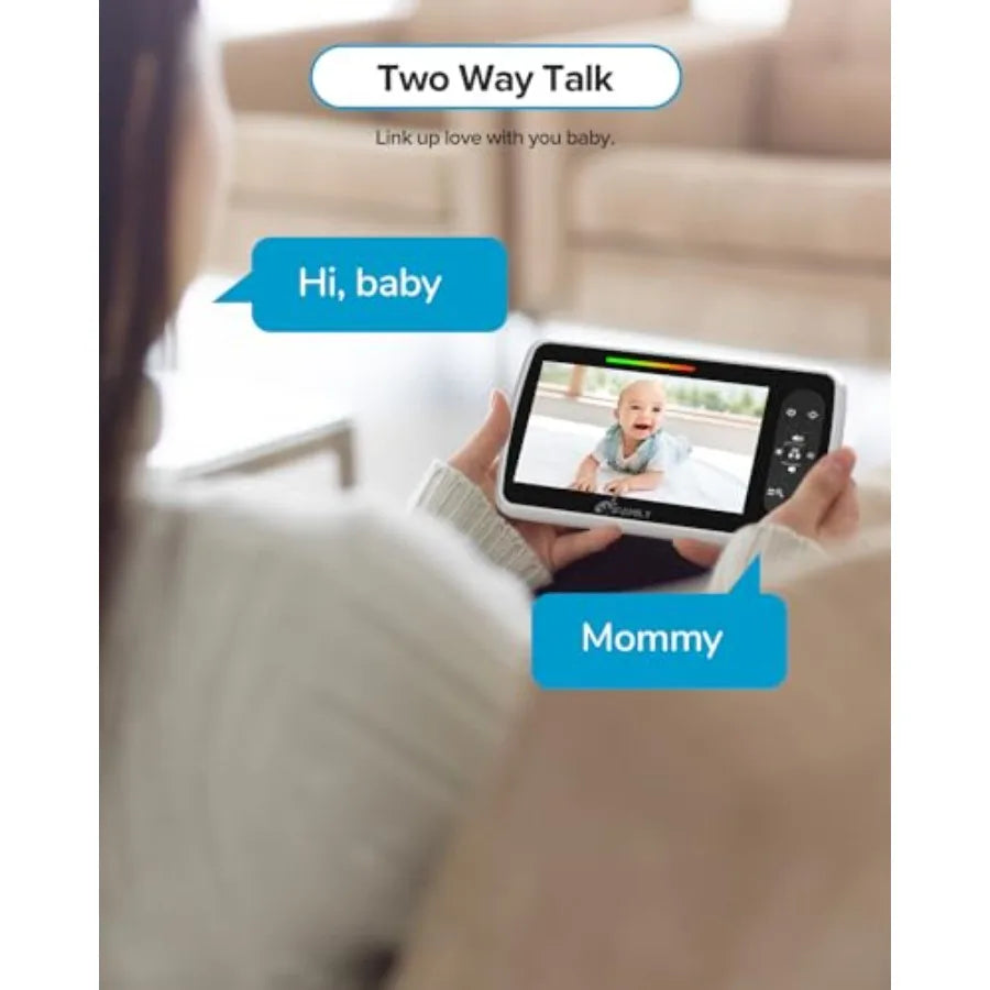 Baby Monitor with 5 Screen, 1080P Video, 30H Battery, No WiFi