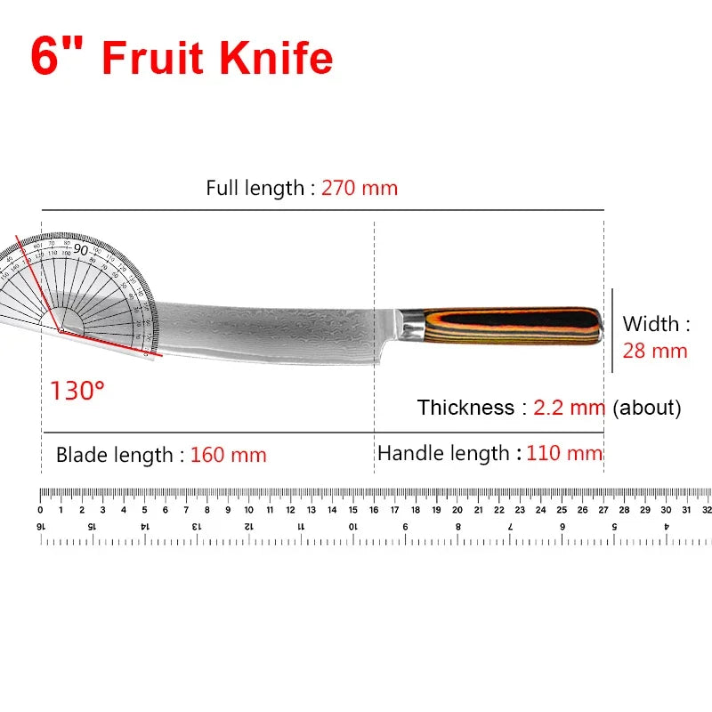 Professional Kitchen Knives Chef Cleaver Meat Wood Handle Japanese Damascus Steel Knife Slicing Fruit Fish Butcher Boning Knife 