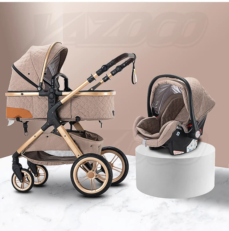 3‑in‑1 Baby Pram Travel System – Lightweight All‑Terrain Stroller