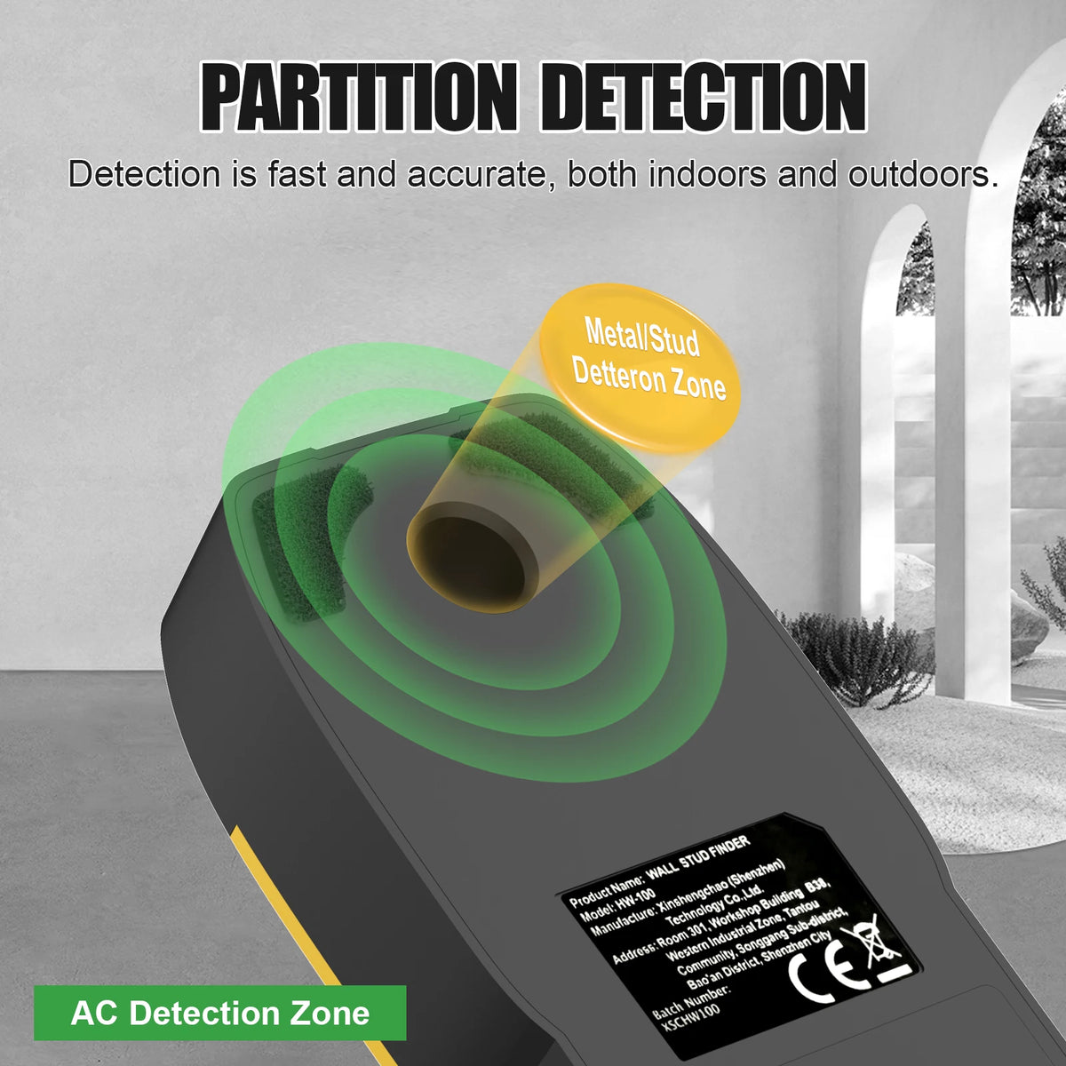 HW-100 Wall Stud Finder with Metal & AC Scanning Modes