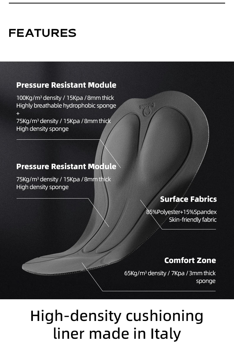 Men’s Padded Cycling Shorts Quick-Dry Breathable Bike Tights