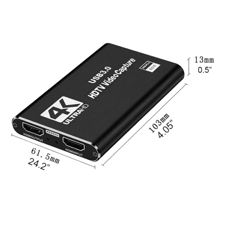Carte de capture vidéo USB 3.0 4K Carte HDMI compatible 1080P Enregistreur vidéo HD Grabber pour PC PS4 OBS Enregistrement de jeu Micro