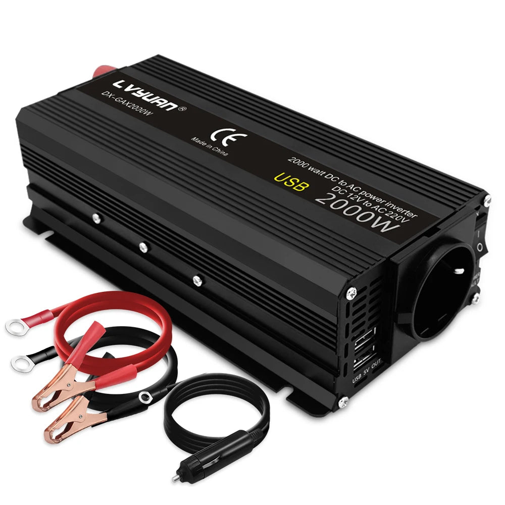 Car Inverter 12V 220V Power 500W/1500W/2000W/2600W/3000W Converter EU Socket 12 Volts auto Inversor12v 220 v Transformer Solar 