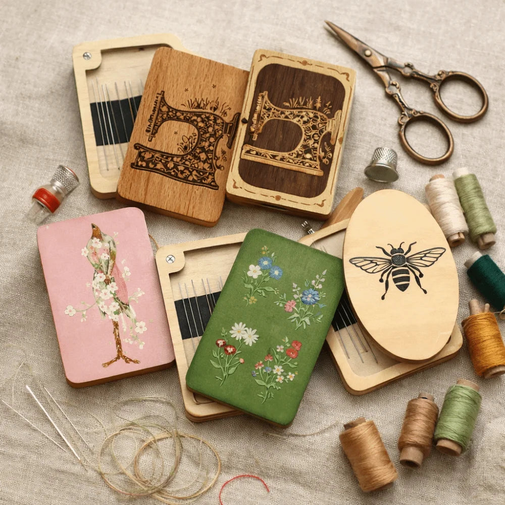 Wooden Magnetic Needle Storage Box